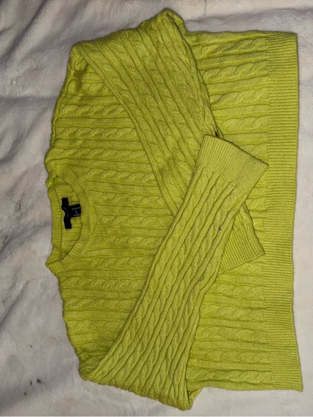 Forever 21 Cable Knit Crewneck Sweater in Lime